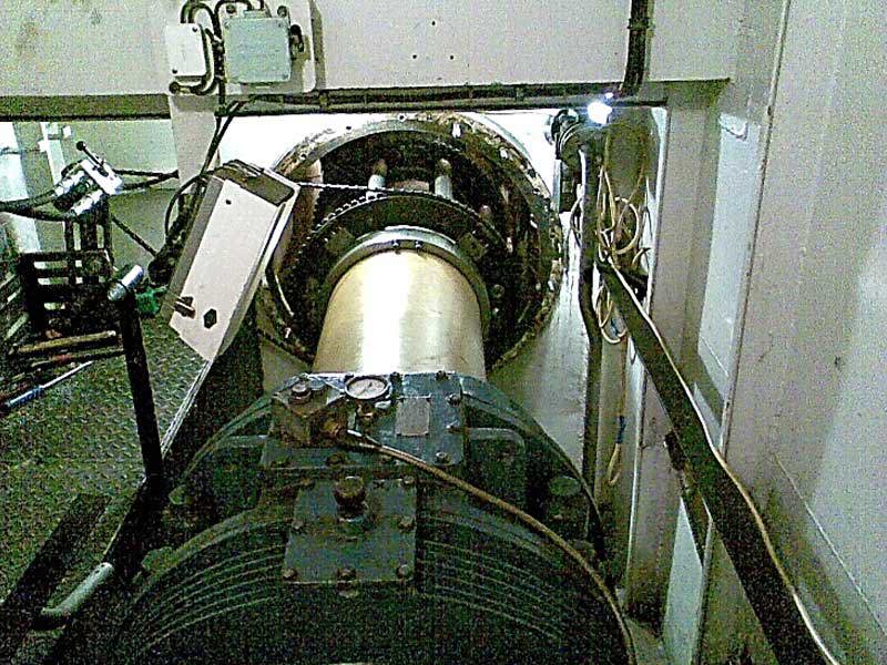 Orbital machining propshaft through the bulkhead for new bulkhead glands
