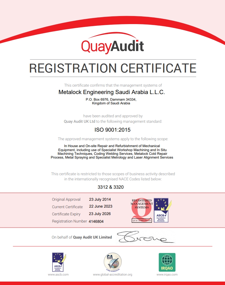 Certificate for ISO 9001:2015