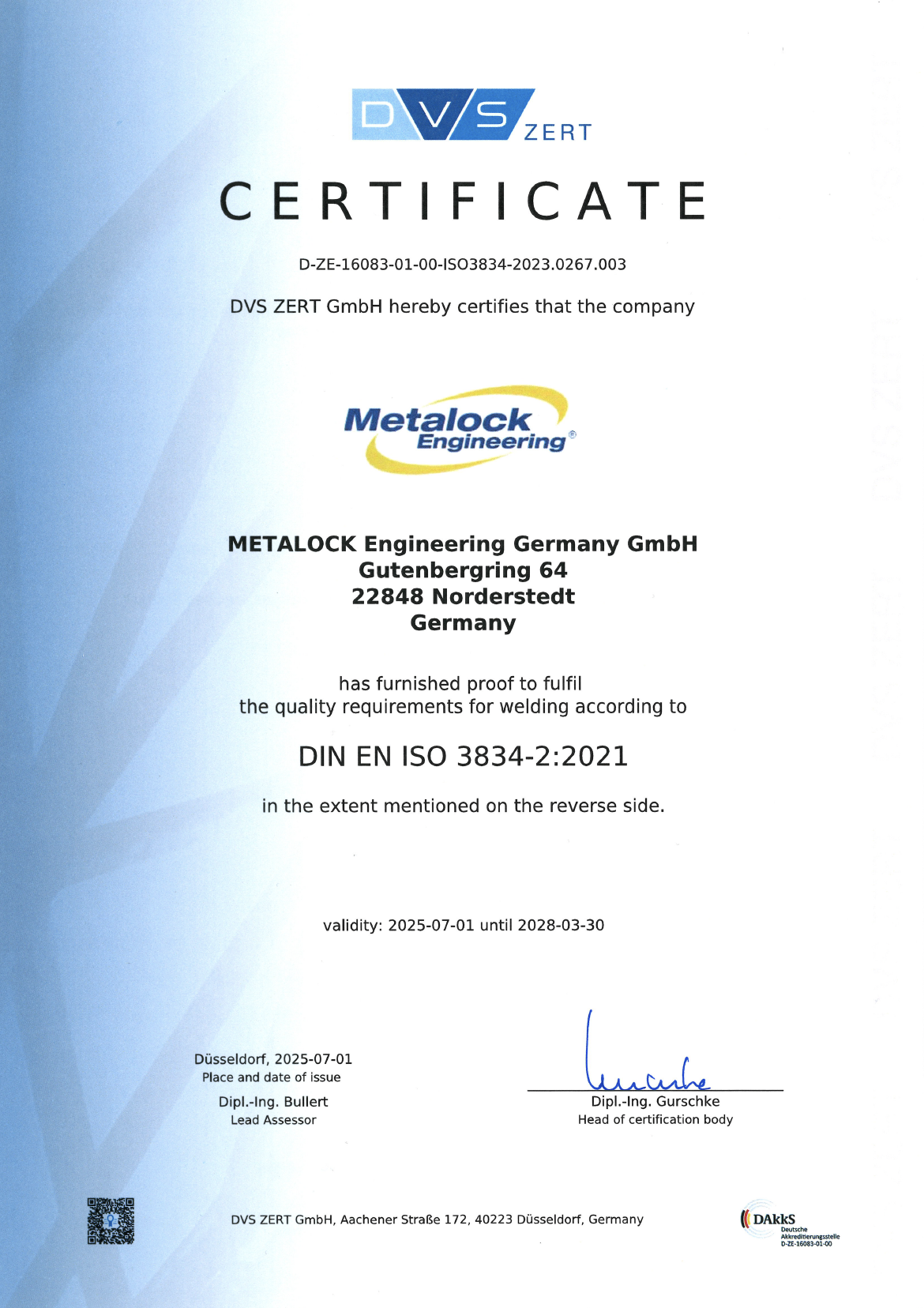 DVS – Schweißen DIN EN ISO 3834-2:2021 (EN)
