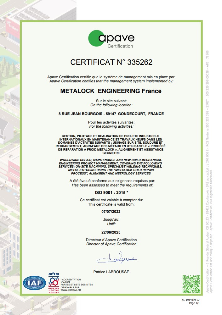 Certificat ISO 9001:2015