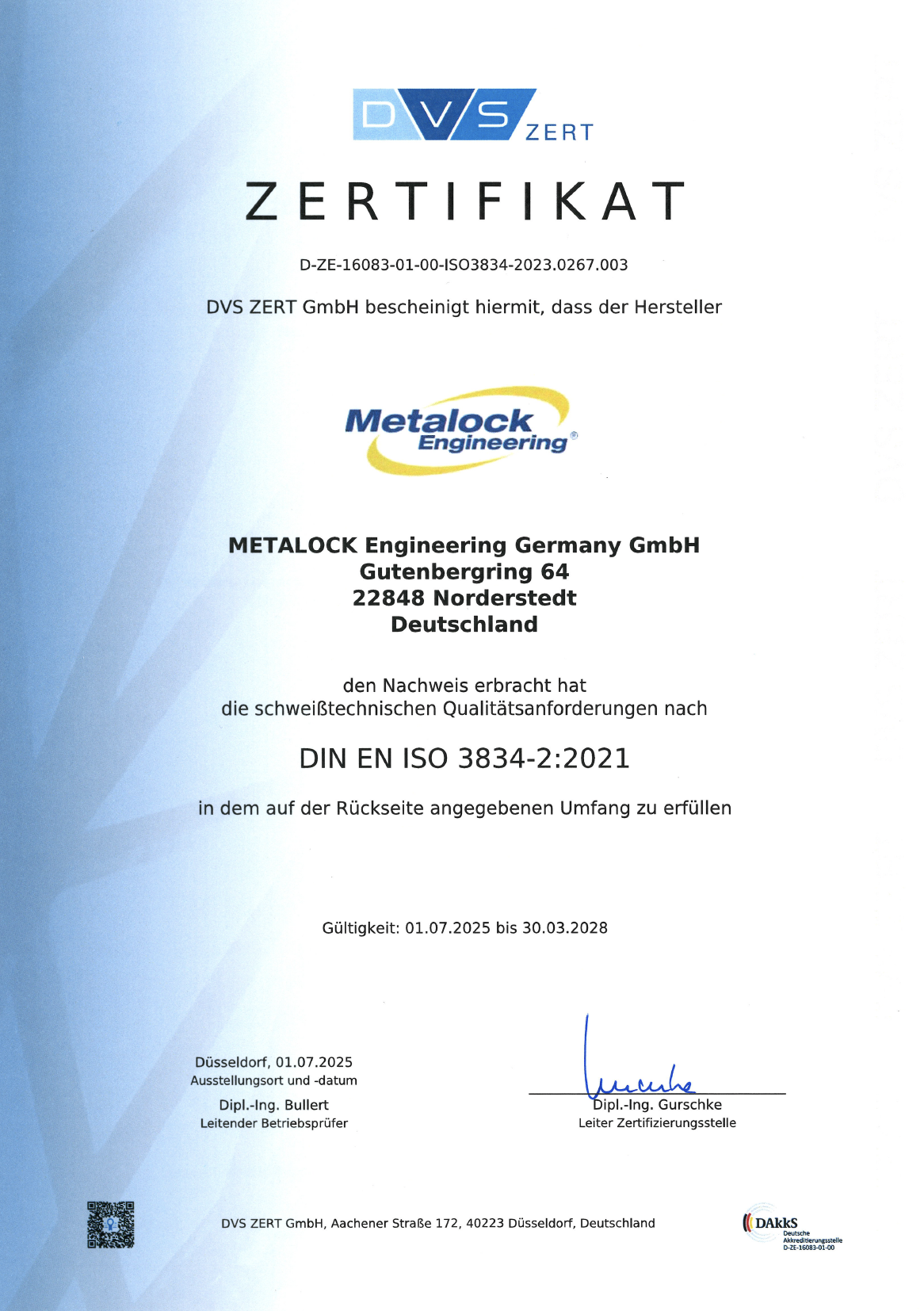DVS – Schweißen DIN EN ISO 3834-2:2021