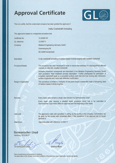 Germanischer Lloyd – In-situ Crankshaft Annealing